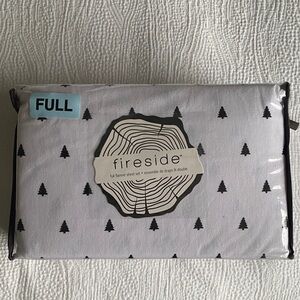 Fireside Full Flannel Sheet Set - White with Black Trees